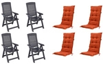 MADISON Gartenm&ouml;belset &raquo;SET Tampa&laquo;, 4 x Klappsessel anthrazit, 4 x Auflage...