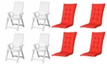 MADISON Gartenm&ouml;belset &raquo;SET Tampa&laquo;, 4 x Klappsessel wei&szlig;, 4 x Auflage red - weiss
