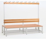 SZAGATO Umkleidebank, BxHxT: 60 x 170 x 200 cm, Stahl/Holz - grau
