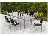 MERXX Gartenmöbelset »Ostia«, 6 Sitzplätze, Aluminium/Textil - silberfarben