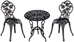 Outsunny Bistro-Set, Metall, 3-teilig - schwarz
