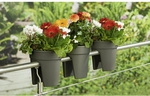 KHW Gel&auml;nderblumenkasten, Kunststoff (PP), anthrazit, rund - grau