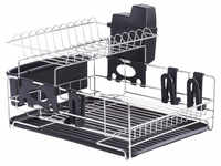 ZELLER Geschirrabtropfständer, mit Besteckkorb, Metall, schwarz/silberfarben