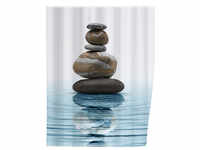 WENKO Duschvorhang »Meditation«, BxH: 180 x 200 cm, Steine/Wellen, mehrfarbig -
