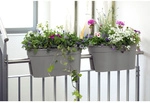 KHW Gel&auml;nderblumenkasten, Kunststoff (PP), grau, oval