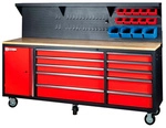 HOLZMANN-MASCHINEN Werkbank &raquo;WEWA2130&laquo;, Rollen, inkl. Zubeh&ouml;r, schwarz/rot