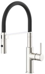 LENZ K&uuml;chenarmatur &raquo;NALU&laquo;, 3/8", Messing, nickel/schwarz-matt - silberfarben
