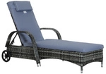 Outsunny Gartenliege, Metall, inkl. Auflagen, BxHxT: 200 x 72 x 73 cm - grau