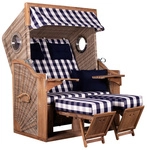DEVRIES Strandkorb, BxHxT: 130 x 165 x 80 cm, Halblieger, beige-braun - blau