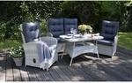 BELLAVISTA Dining-Lounge, 4 Sitzpl&auml;tze, Polyrattan/Aluminium/Polyester/Glas,...