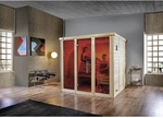 WEKA Sauna &raquo;Kemi Panorama 3&laquo;, Ma&szlig;e, mit Ofen, Glast&uuml;r und Fenster - braun