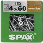 SPAX Verlegeschraube, 4,5 mm, Stahl, 150 Stk., Renovation 4,5x60 XXL - silberfarben