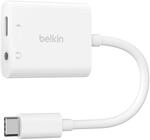 Belkin RockStar&trade; 3,5-mm-Klinken-Audio- und USB-C-Ladeadapter (60 W) wei&szlig;