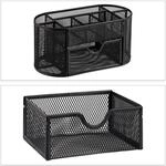 relaxdays Schreibtisch-Organizer 9 F&auml;cher, Metall schwarz