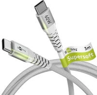 goobay USB-C Textilkabel 3m wei&szlig;