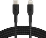 Belkin BoostCharge geflochtenes 1 m USB-C/Lighting Kabel, schwarz