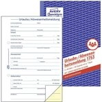 AVERY Zweckform Formularbuch Urlaubsabwesenheitsmeldung DIN A5 2x 40 Seiten
