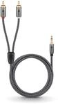 goobay 3,5 mm Klinke/Cinch Kabel 5,0 m silber, schwarz, 1 St.