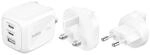 Belkin BoostCharge Pro 70 W 3-Port-GaN-Ladeger&auml;t inkl. Reiseadapter-Set, wei&szlig;