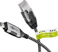 goobay USB-C/RJ45 Kabel 5m silber, schwarz