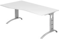HAMMERBACHER VFS18/W/S h&ouml;henverstellbarer Schreibtisch 65 - 85 cm Wei&szlig; / silber