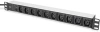 Digitus Steckdosenleiste mit Aluminiumprofil, 10-fach, 2 m Zuleitung IEC C14 Stecker