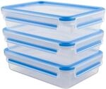 emsa Frischhaltedosen CLIP & CLOSE 5.8 cm hoch 3x 1,2 l transparent, blau