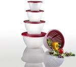 WESTMARK Olympia Sch&uuml;ssel-Set 0,6/1,3/4,4 l transparent/rot