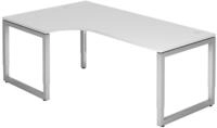 HAMMERBACHER VRS82/W/S h&ouml;henverstellbarer Schreibtisch 65 - 85 cm wei&szlig; / silber