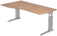 HAMMERBACHER VUS18/N/S h&ouml;henverstellbarer Schreibtisch 68 - 86 cm nussbaum / silber