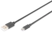 Digitus USB 2.0 Anschlusskabel, Typ A - micro B St/St, 1.8m, USB 2.0 konform, sw
