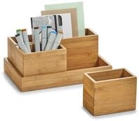 Zeller Schreibtisch-Organizer 4tlg-Set natur Bambus 3 F&auml;cher 28,0 x 17,7 x 11,0 cm