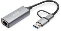 Digitus USB Type-C&trade; Gigabit Ethernet Adapter 2.5G, USB-C&trade; + USB A (USB 3.1/3.0)