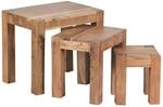 WOHNLING WL1.444 Satztisch MUMBAI (3er Set) Massivholz Akazie 36 cm x 50 cm x 45 cm