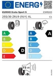 Kumho Ecsta Sport S PS72 XL 255/30 R19 91 (Z)Y Sommerreifen