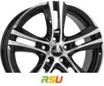 DBV Andorra II schwarz gl&auml;nzend front poliert 7x17 ET45 - LK5/100 ML60.1 Alufelge