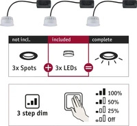 Paulmann 92473 LED Modul Einbauleuchte 3-Step-Dim Choose Coin 3er-Set rund 50mm 3x6W