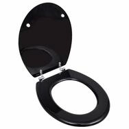 vidaXL WC-Sitz Toilettensitz MDF Deckel Schlichtes Design Schwarz (1-St)