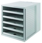 HAN-B&uuml;roger&auml;te Organizer Schubladenbox Schrankset 5 offene Sch&uuml;be &ouml;ko-grau