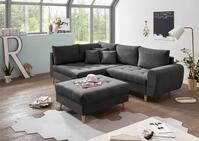 ED EXCITING DESIGN Ecksofa Alice L-Form, Set, mit Hocker & 3 Zierkissen