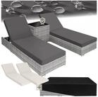 tectake Gartenliege Aluminium Rattan Sonnenliegen, inklusive 2 Bezugssets und,