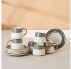 Karaca Kaffeeservice Karaca Globe 80 ml Kaffeetasse mit Untertasse Set 6...
