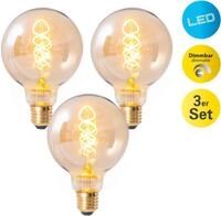 n&auml;ve LED-Leuchtmittel Dilly, E27, 3 St., Warmwei&szlig;, Retro &Oslash; 9,5cm Filament,...