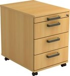 HAMMERBACHER Container Rollcontainer 58cm 3 Sch&uuml;be Schloss Streifengriff Buche