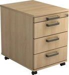 HAMMERBACHER Container Rollcontainer 58cm 3 Sch&uuml;be Schloss Streifengriff Eiche