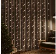 vidaXL Lichterkette NA LED-Lichtervorhang 3x3 m 300 LEDs Warmwei&szlig; 8 Funktionen