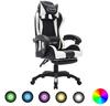 vidaXL Bürostuhl Gaming-Stuhl mit RGB LED-Leuchten Weiß und Schwarz Kunstleder (1
