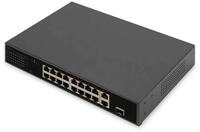 Digitus 16 Port Fast Ethernet PoE Switch, 2 Gigabit Uplinks (RJ45 / SFP)