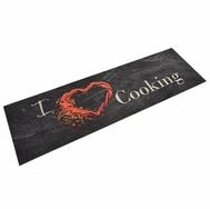 vidaXL Fu&szlig;matte 45 x 150 cm K&uuml;chenteppich Waschbar Cooking Schwarz 45x150 cm...