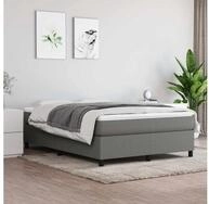 vidaXL Bettgestell vidaXL Boxspringbett mit Matratze Dunkelgrau 140x200 cm Stoff